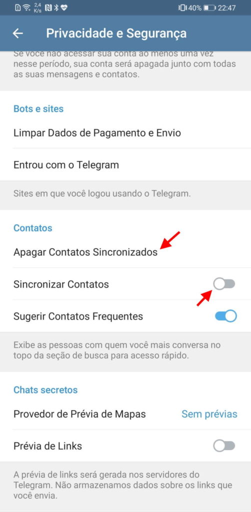 Telegram opções WhatsApp configurar serviço