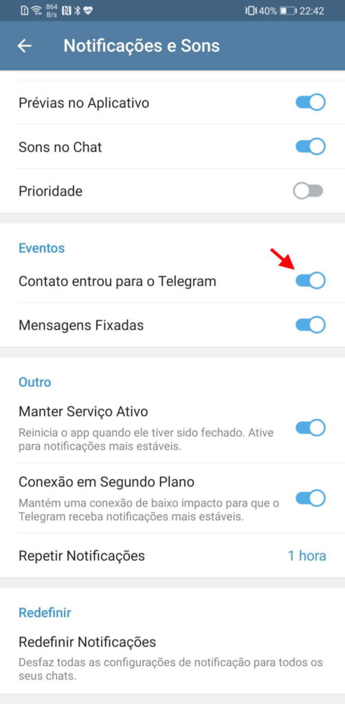 Telegram opções WhatsApp configurar serviço