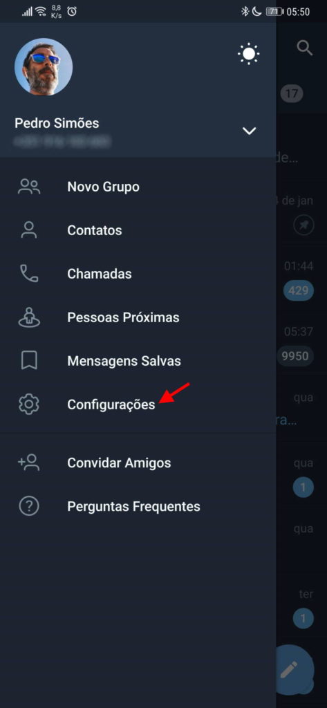 Telegram privacidade número telefone contactos