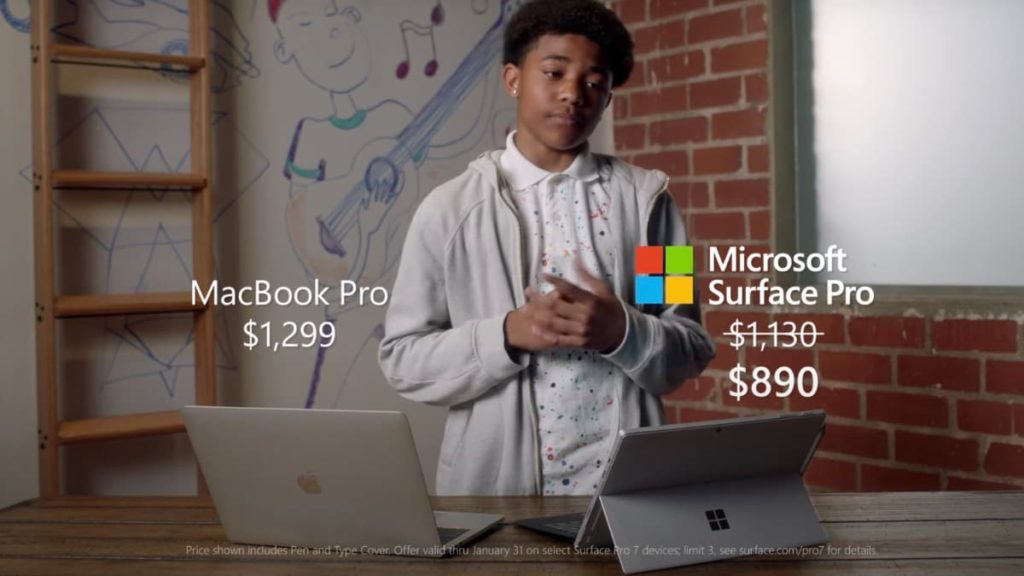 Microsoft ataca MacBook Pro da Apple no novo anúncio do Surface Pro 7