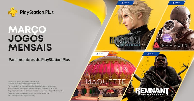 Jogos grátis no PS Plus para março