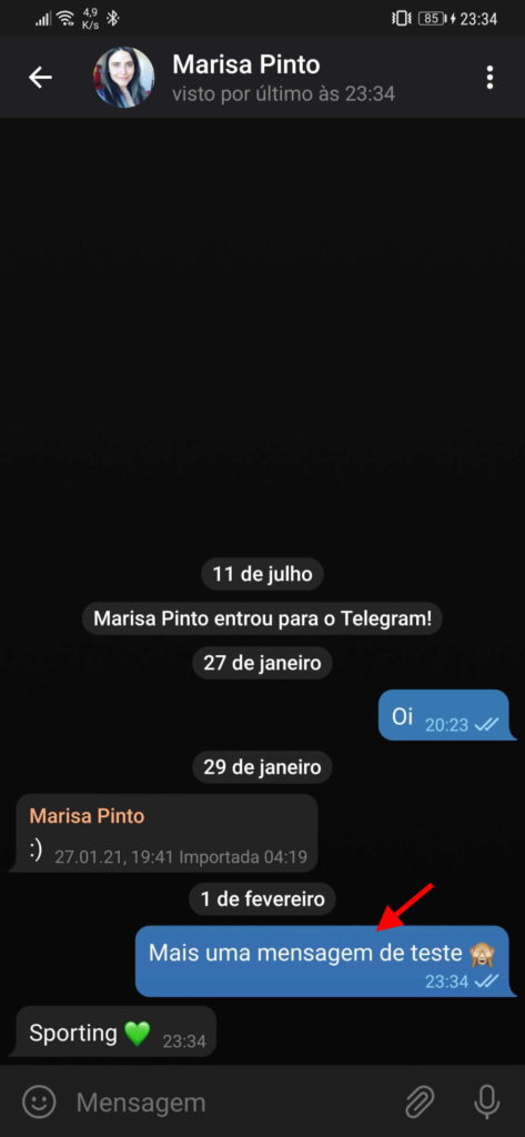 Telegram editar mensagens contatos original