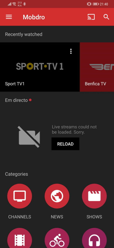 Mobdro app serviço Internet Android