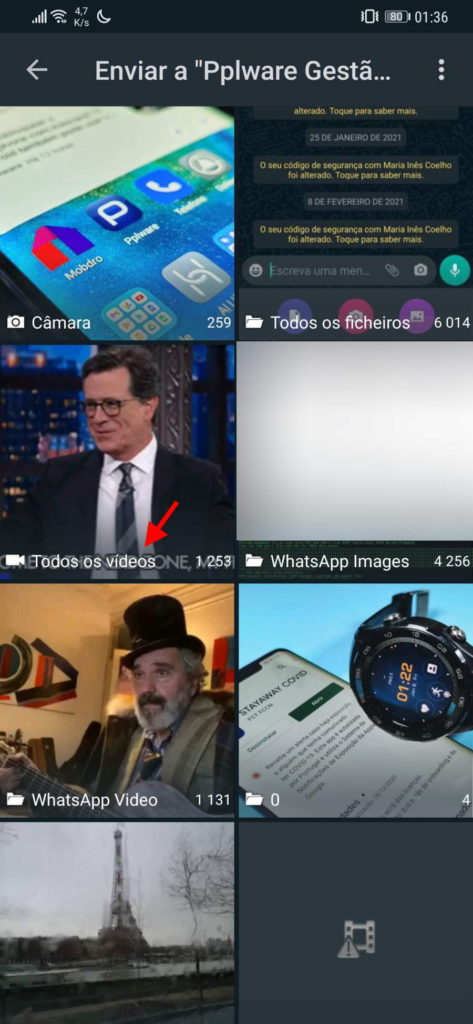 WhatsApp som vídeo partilhar retirar