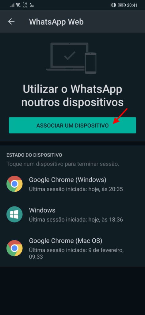 WhatsApp segurança impressão digital face PC