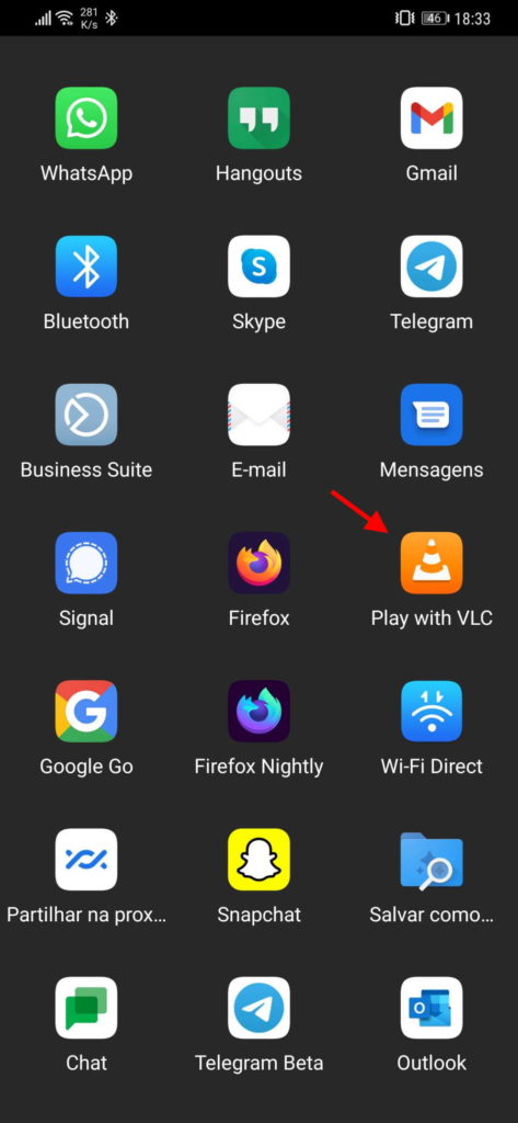 YouTube VLC música Android ecrã