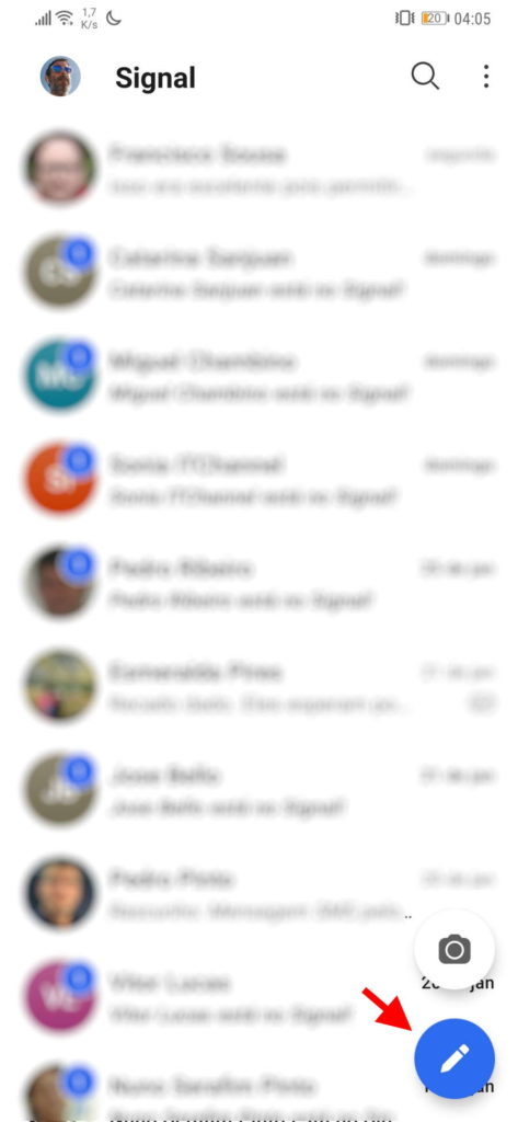 grupos mensagens Signal contactos mover