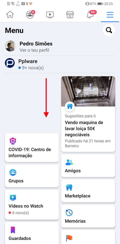 Facebook Google perfil informação pesquisas