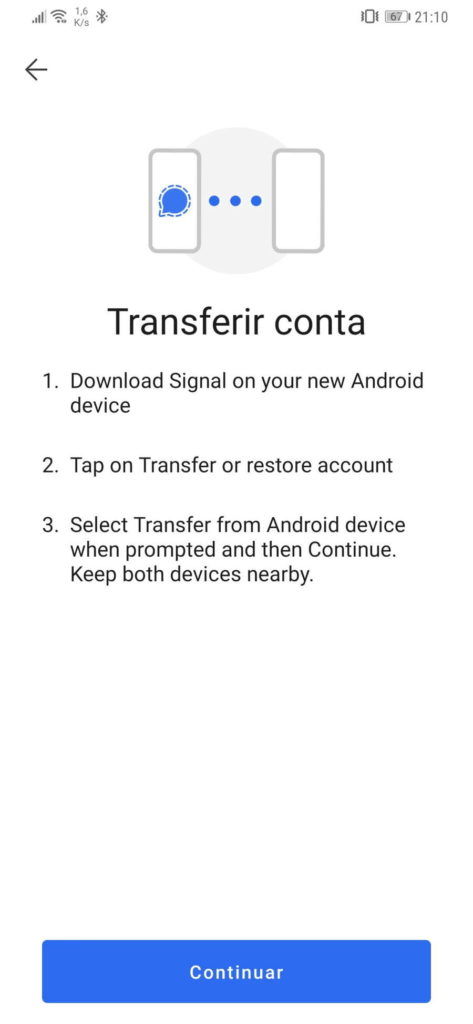 Signal migrar conta smartphone novidade