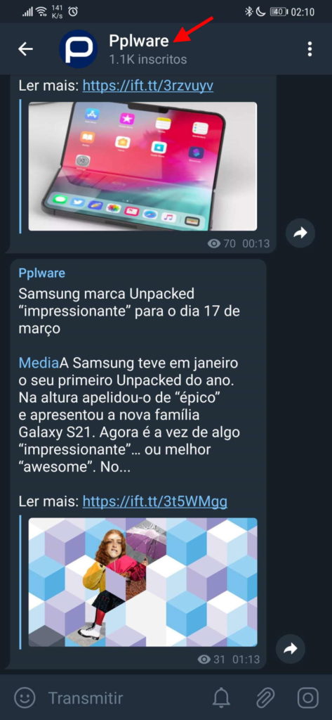 Telegram código QR grupo convidar