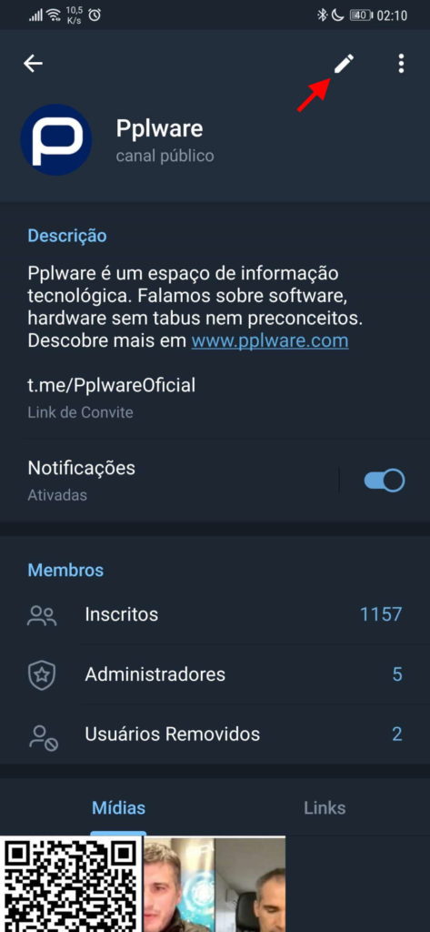 Telegram código QR grupo convidar