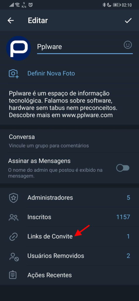 Telegram código QR grupo convidar