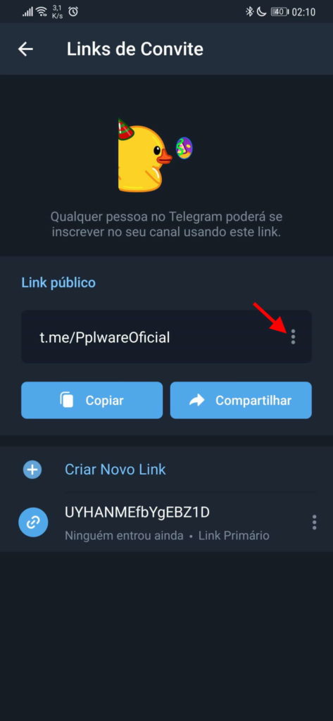 Telegram código QR grupo convidar