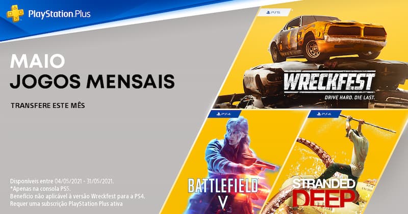 Jogos grátis no PS Plus para maio