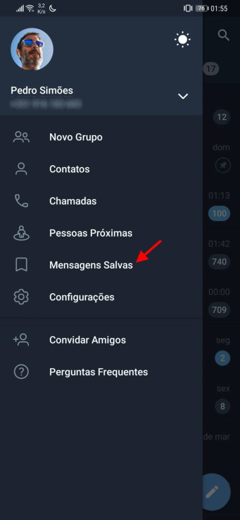 Telegram vídeo espaço comprimir smartphone
