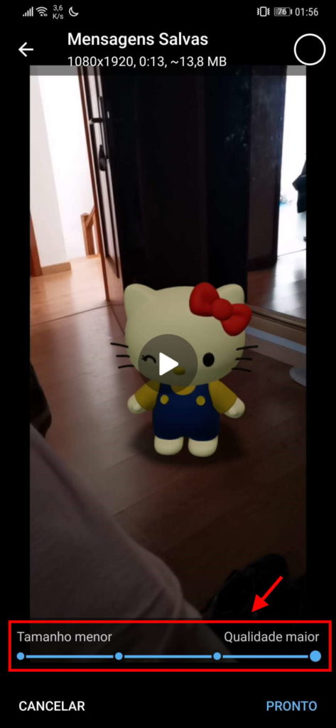 Telegram vídeo espaço comprimir smartphone