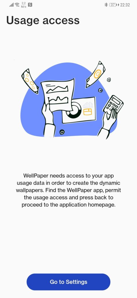 Android wallpaper WellPaper utilização informação