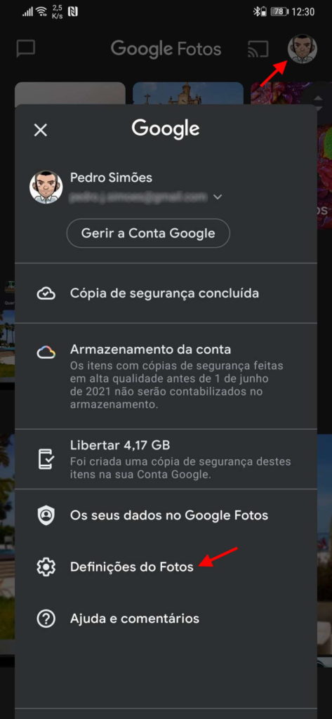 Google Fotos espaço imagens fotografias