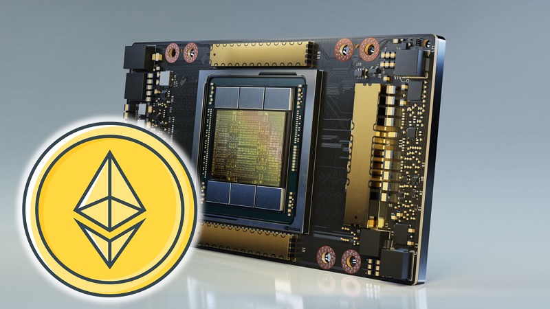 Imagem mostra uma Nvidia CMP 170HX com uma taxa de hash Ethereum de 164 MH/s
