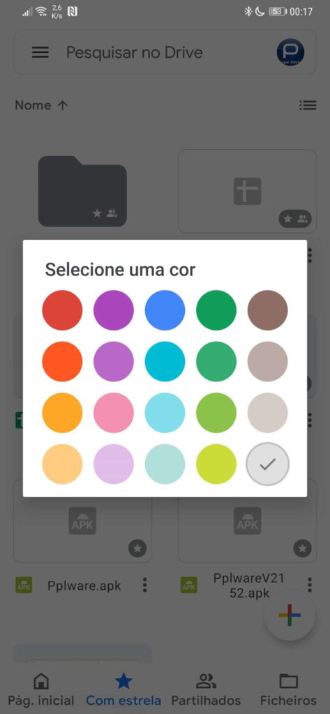 Google Drive cores pastas organizar