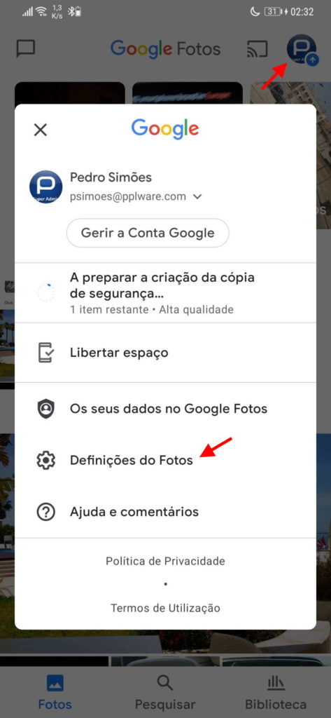Google Fotos espaço fotografias