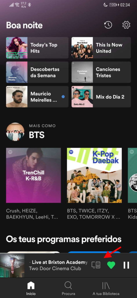 Spotify música desligar adormecer app