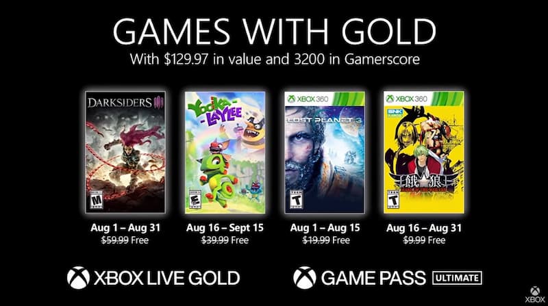 Games with Gold – agosto de 2021, na sua Xbox