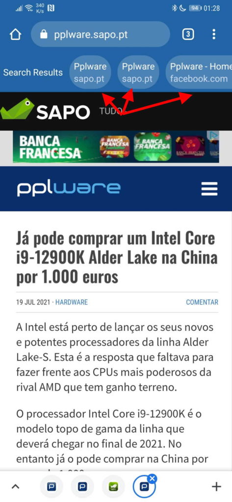 Chrome browser pesquisa resultados