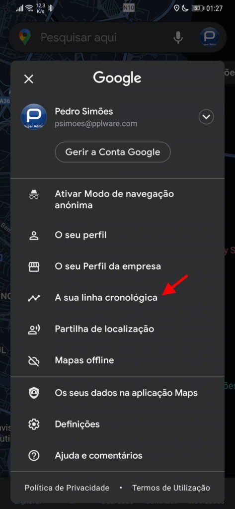 Google Maps apagar dia cronológica