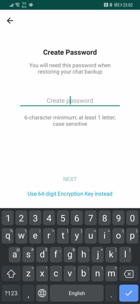 WhatsApp cópias segurança cifra palavra passe