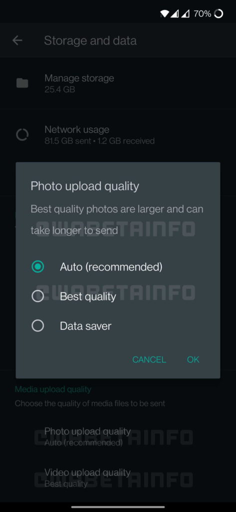 WhatsApp imagens qualidade partilhada vídeo