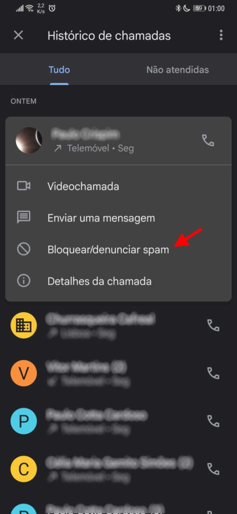 Telefone chamadas bloquear Android Google