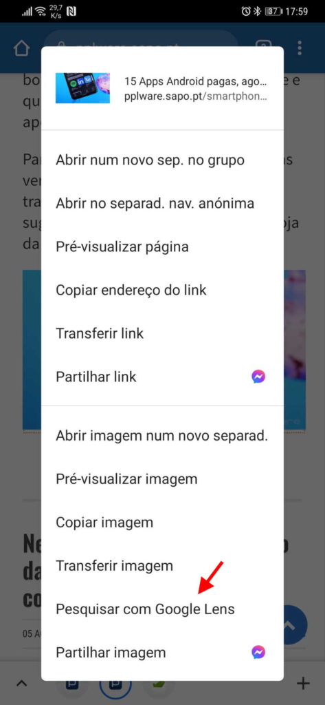 Pesquisas imagens Google Chrome Lens