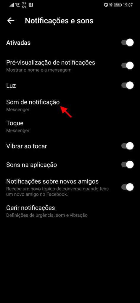Messenger Facebook som mensagens alertas