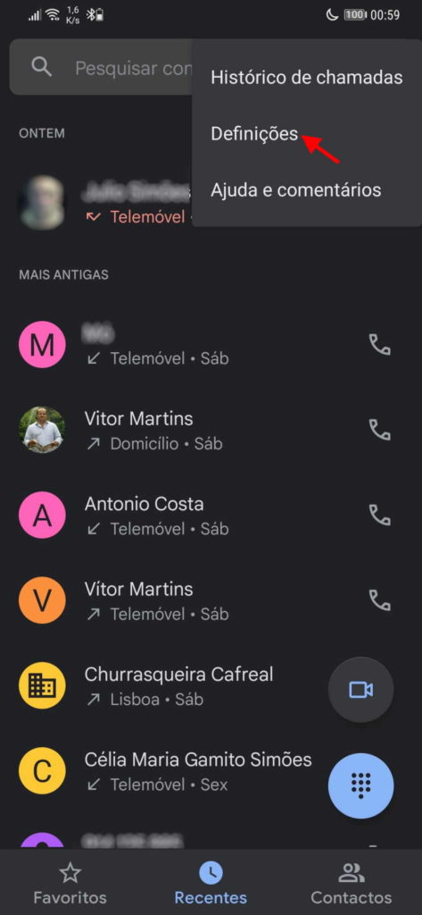 Android chamada voz alta ligar