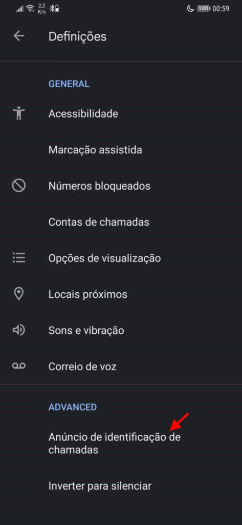 Android chamada voz alta ligar