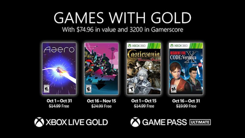 Games with Gold – outubro de 2021, na sua Xbox