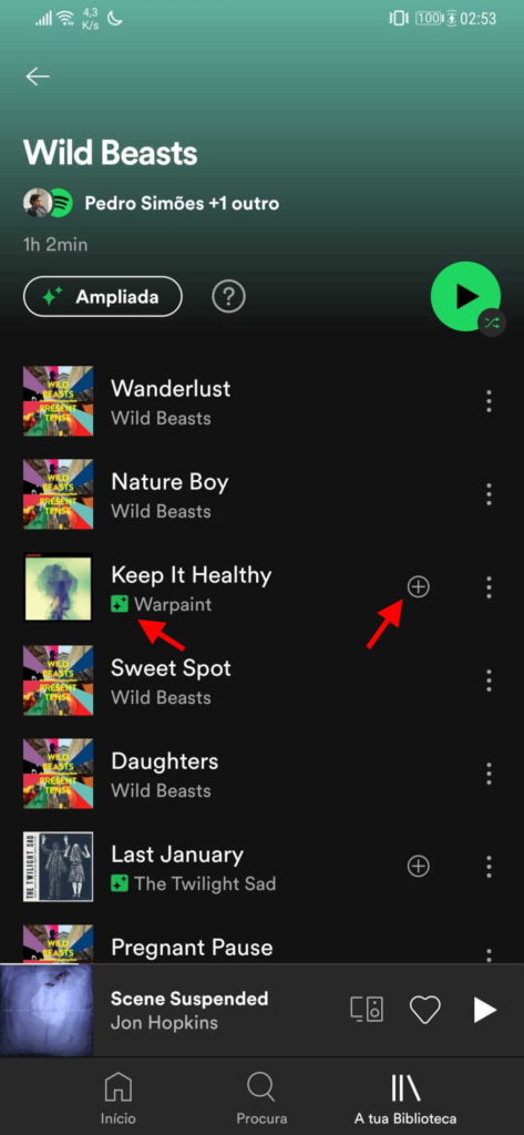 Spotify Ampliar música listas reprodução