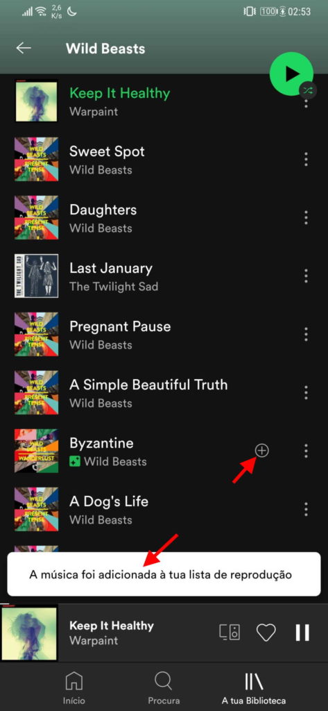 Spotify Ampliar música listas reprodução