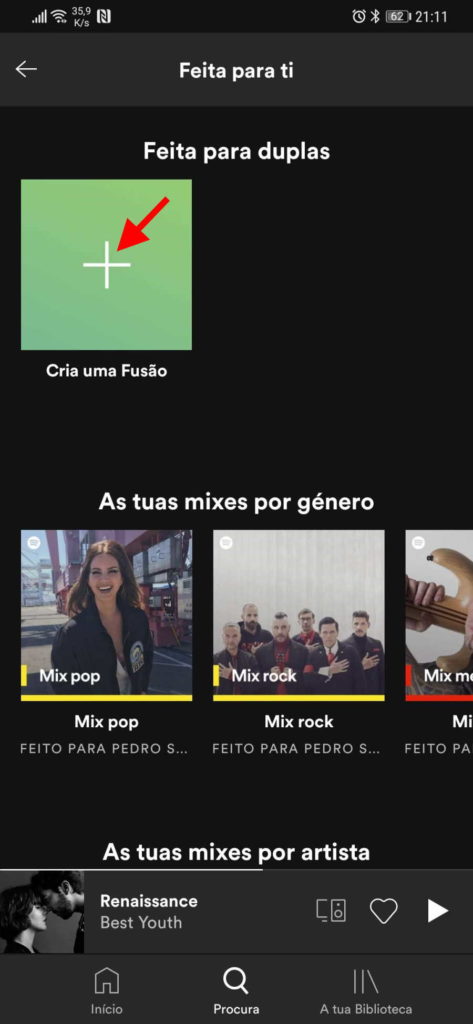 Spotify lista partilhada Fusão utilizadores