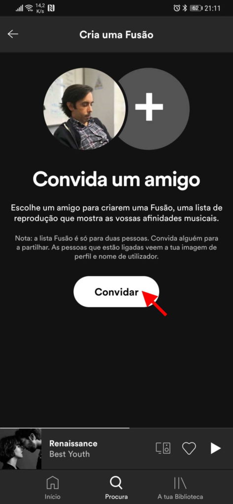 Spotify lista partilhada Fusão utilizadores