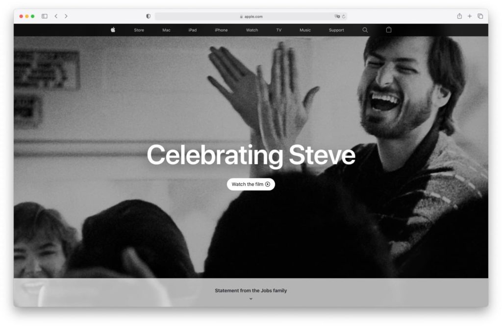 Apple comemora o décimo aniversário da morte de Steve Jobs com homenagem na página inicial