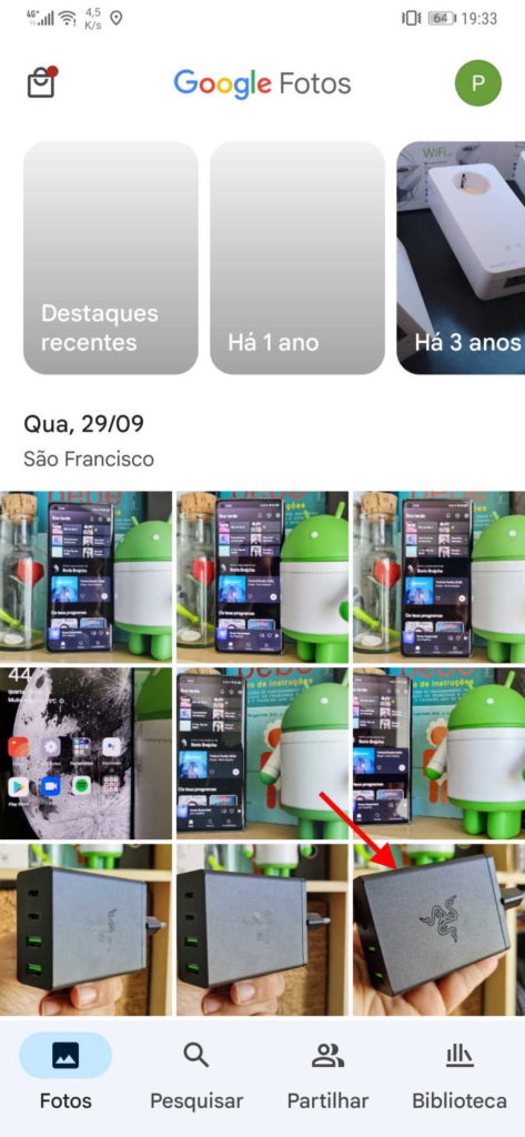 Google Photos data hora fotografia