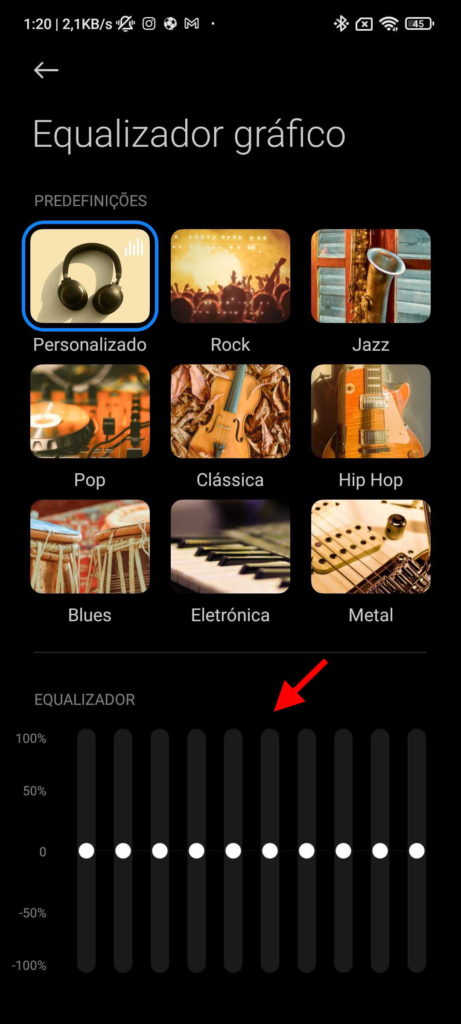 Xiaomo MIUI smartphone música equalizador