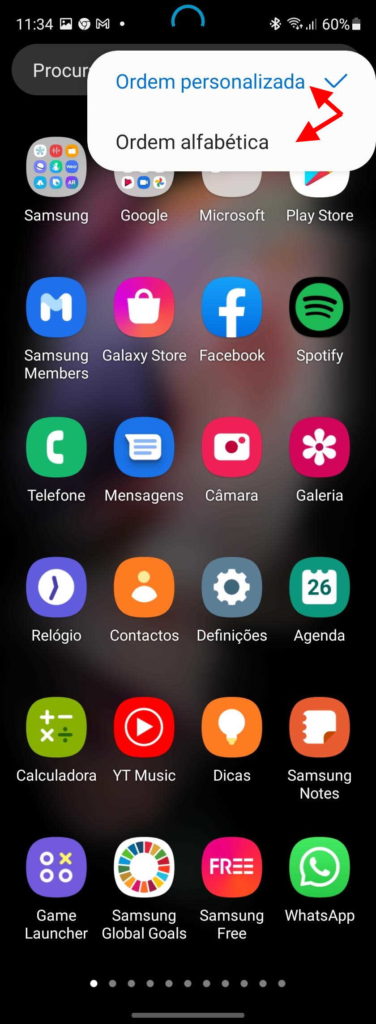 apps Samsung One UI smartphone Android ordenar
