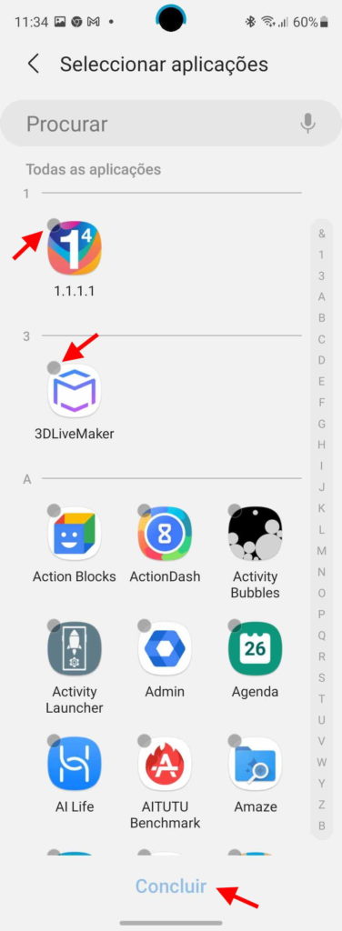 apps Samsung One UI smartphone Android ordenar
