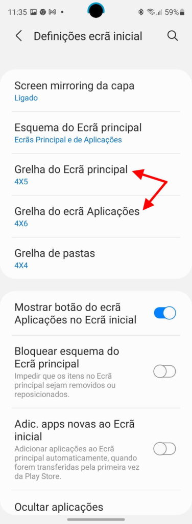 apps Samsung One UI smartphone Android ordenar
