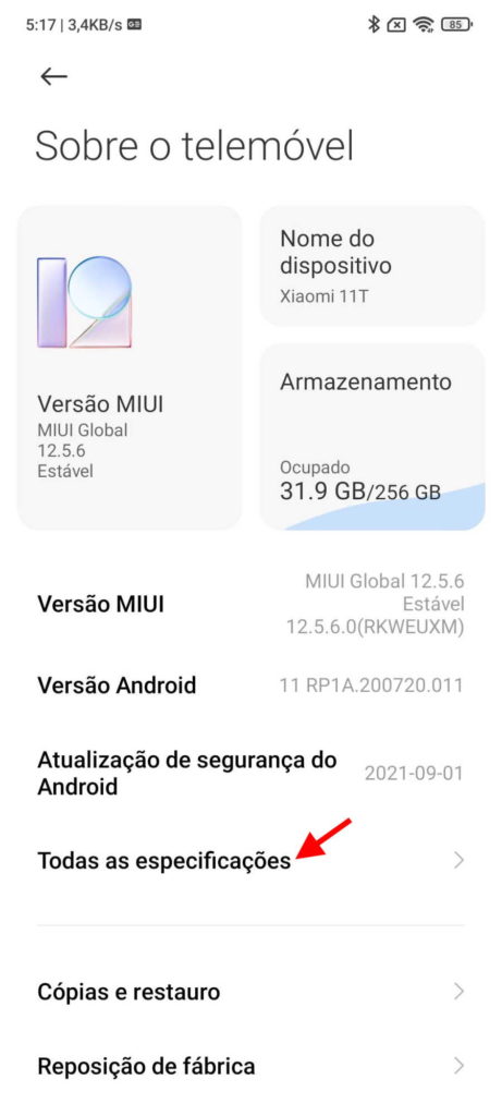 Xiaomi especificações smartphone informação