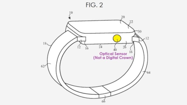 Imagem da patente Apple do Apple Watch sem Coroa Digital