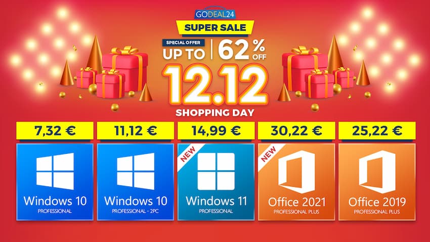 Venda Big Double 12: chave digital Office 2021 abaixo de €15 e Windows 10 por €7